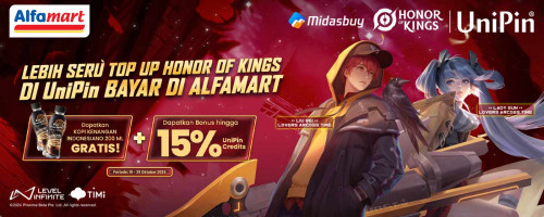 Top Up Honor of Kings dan Bayar di Alfamart, Gratis Kopi Kenangan Indonesiano + Bonus 15% UniPin Credits